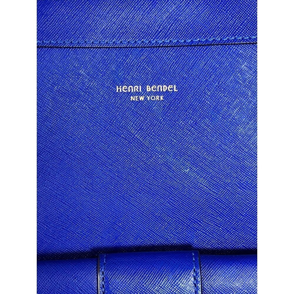 Henri Bendel Saffiano Leather Rivington Royal Blue Tote Pebbled Luxury Preppy - Picture 3 of 16